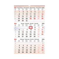 3-Monats-Wandkalender 2026 rot